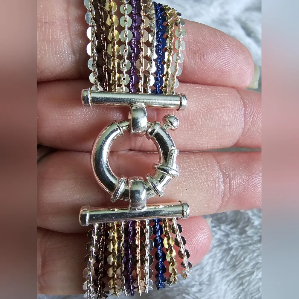Sterling Silver Milor Colorful Multi Strand Braclet